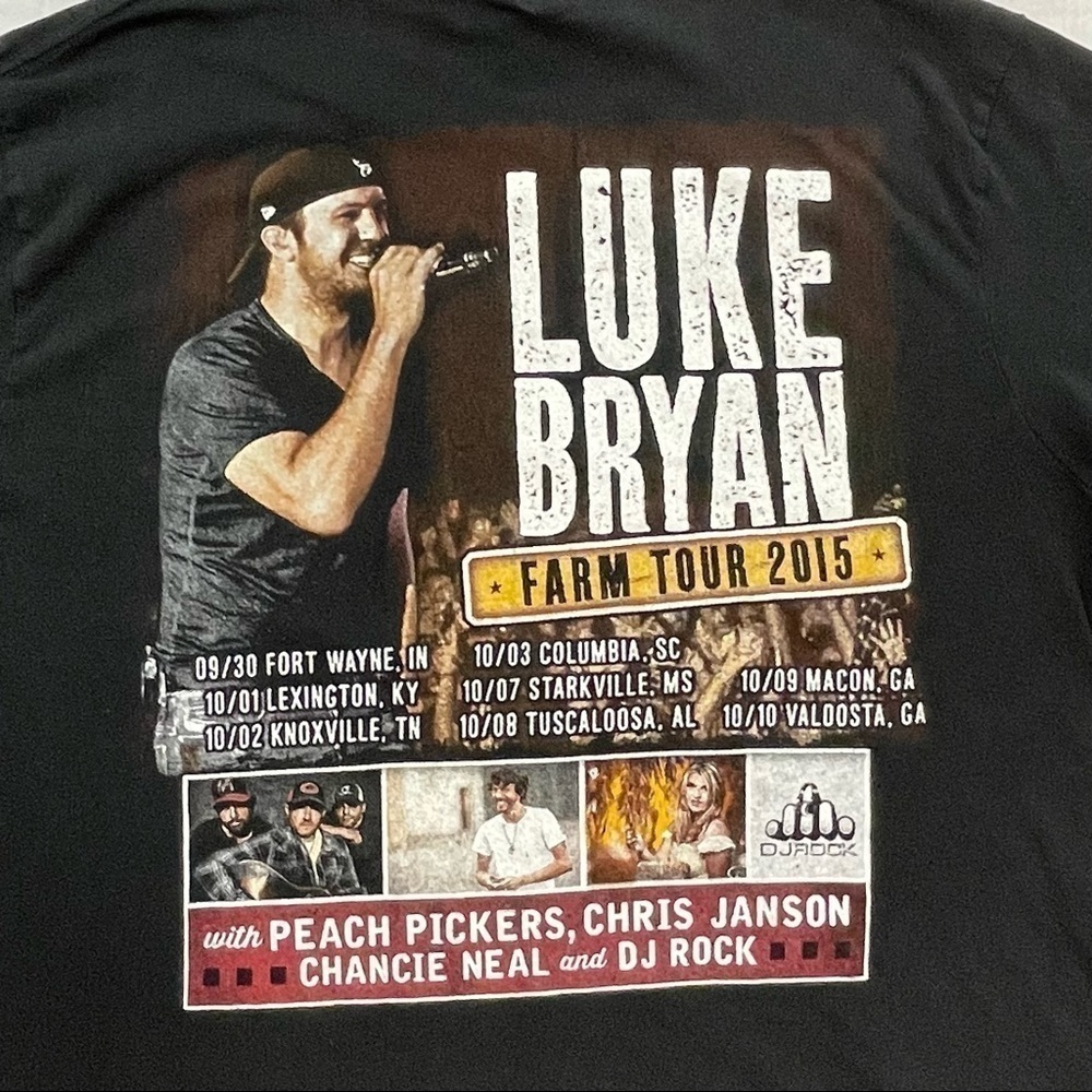 Luke Bryan Band graphic Tee Farm Tour 2015 Large good condition Country Music   